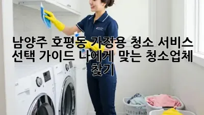 남양주 호평동 가정용 청소 서비스 선택 가이드: 나에게 맞는 청소업체 찾기